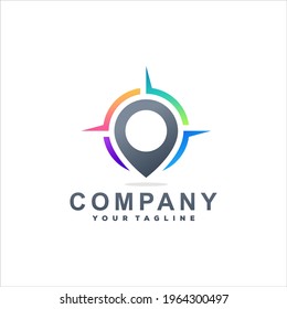 compass color gradient logo design
