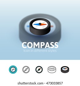 Compass color icon, vector symbol in flat, outline and isometric style isolated on blur background