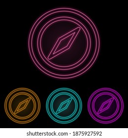 compass color neon set. Simple thin line, outline vector of web icons for ui and ux, website or mobile application