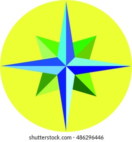 Compass colorful yellow vector icon image