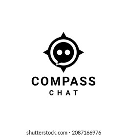 Compass combination with chat icon in background white ,vector logo design editable