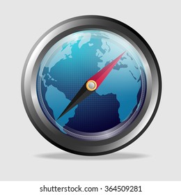 compass combined with graphic of globe