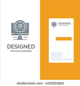 Compass, Computer, Timer, Location Grey Logo Design and Business Card Template