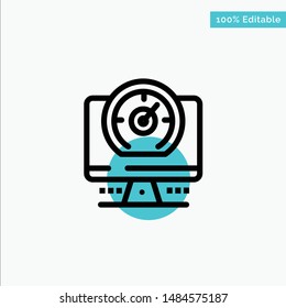 Compass, Computer, Timer, Location turquoise highlight circle point Vector icon. Vector Icon Template background