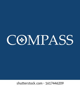 Compass Concept Logo Design. isolated on blue background.