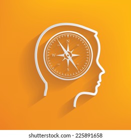 Compass concept on yellow background,clean vector