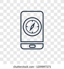 Compass concept vector linear icon isolated on transparent background, Compass concept transparency concept in outline style