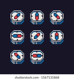 Compass cycle pixel art icons set. Design for sticker, logo, app. 8-bit. Video game sprite. Isolated vector illustration.