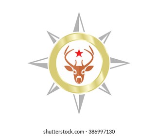 compass deer stag roe reindeer antler elk