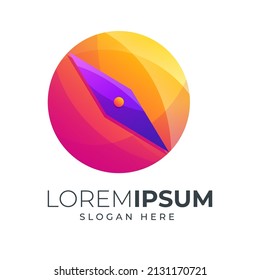 compass design gradient color combination purple and orange can be use for icon, logo, or landing page illustration
