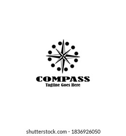 logotipo de diseño de brújula en color negro