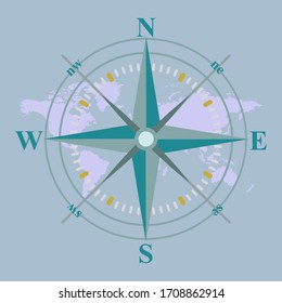 Compass design vector illustration with map