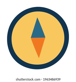 Compass for determining the cardinal points. Hiking facility. Hand drawn vector illustration. Isolated element on a white background.