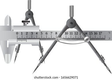 A compass is a device for measuring and plotting a circle, and a vernier caliper is a universal measuring device that serves for high-precision measurements.