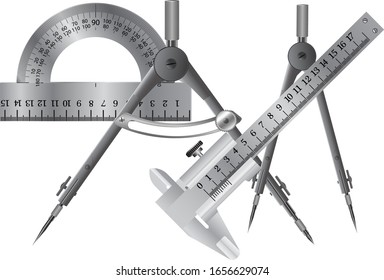 A compass is a device for measuring and plotting a circle, and a vernier caliper is a universal measuring device that serves for high-precision measurements.