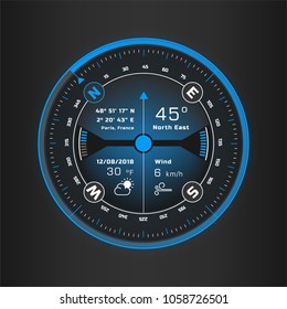 Compass digital HUD navigate illustration design