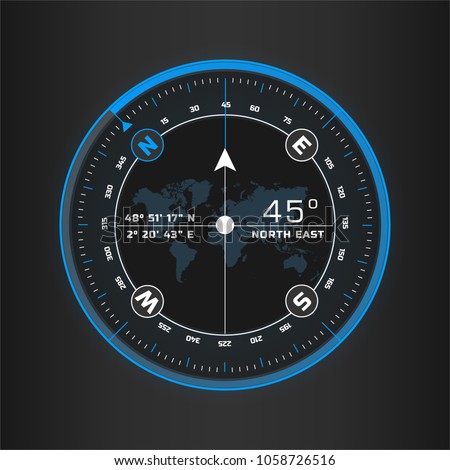 Compass digital HUD navigate illustration design