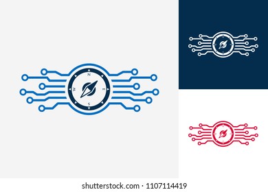 Compass Digital Logo Template Design Vector, Emblem, Design Concept, Creative Symbol, Icon