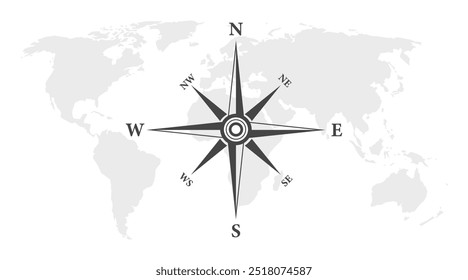 Compass Direction icon. Silhouette style. Vector icon.