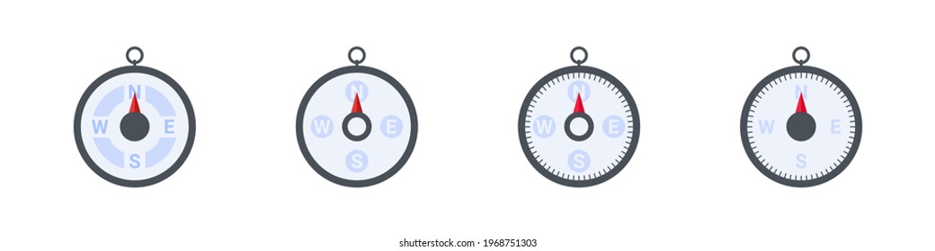 Compass direction. Compass icons. Navigation equipment sign. Wind rose icon. Vector illustration