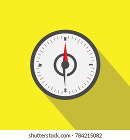 compass for direction and location north east west and south yellow background with shadow vector icon
