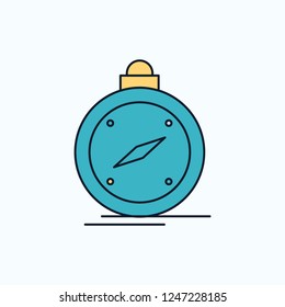 compass, direction, navigation, gps, location Flat Icon. green and Yellow sign and symbols for website and Mobile appliation. vector illustration