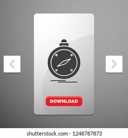 compass, direction, navigation, gps, location Glyph Icon in Carousal Pagination Slider Design & Red Download Button