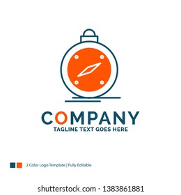 compass, direction, navigation, gps, location Logo Design. Blue and Orange Brand Name Design. Place for Tagline. Business Logo template.