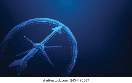 compass direction to target success on blue background. Work navigation strategy. business aiming achievement to goal. vector illustration fantastic digital design. 