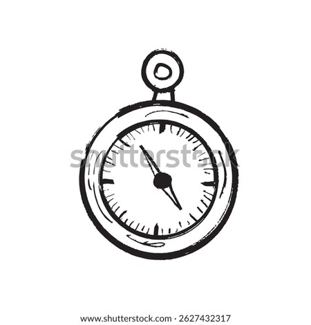 Compass with directional markings as a symbol of navigation in black brush stroke texture isolated on white. Hand drawn vector sketch illustration in vintage charcoal ink. Travel equipment