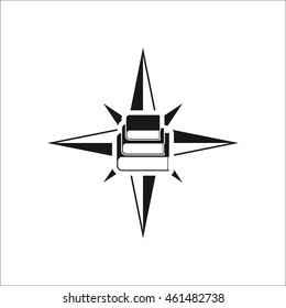 Compass directions books symbol sign simple icon on background