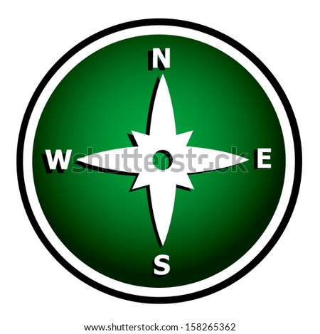 Compass directions - round green icon