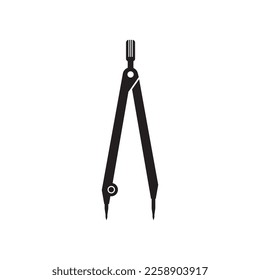 Compass divider black silhouette. Simple calipers icon.