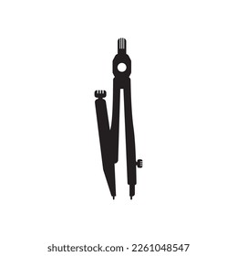 Compass divider black silhouette. Simple calipers icon.