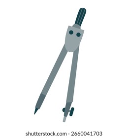 Compass or divider drawing tool. Hand drawn flat style vector illustration