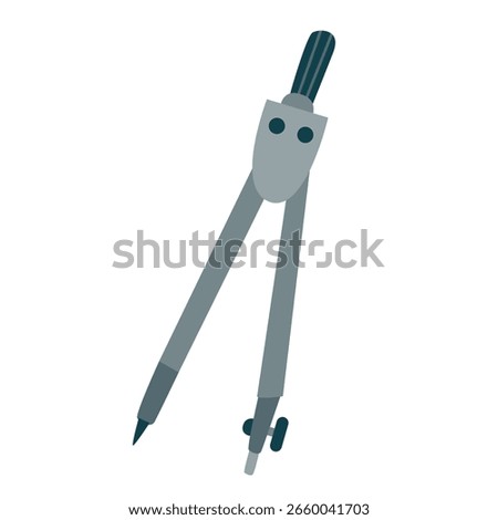 Compass or divider drawing tool. Hand drawn flat style vector illustration