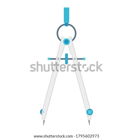 Compass divider flat icon. Distance measuring instrument. Stationery and tools collection. Vector illustration isolated on white background 