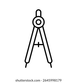 Compass divider line icon. Geometry, architecture, and drafting. Ideal for educational, technical, and design-related visuals and materials. School supplies symbol. Mathematics. Vector illustration. 