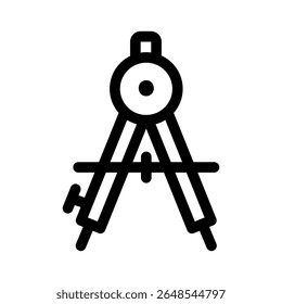 Compass divider line icon.School supplies. Simple vector symbol used for school, travel, or education themes. Clean linear design, editable stroke, isolated on white.