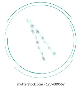 The compass divider symbol filled with teal dots. Pointillism style. Vector illustration on white background