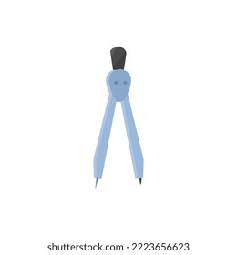 Compass or divider tool, flat vector illustration isolated on white background. School stationery for geometry class. Concepts of study and education.