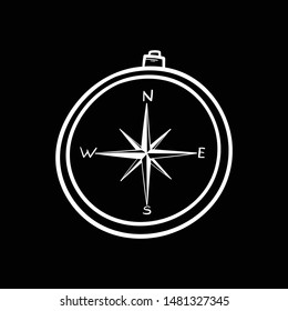 compass doodle hand drawing flat black