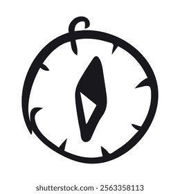 Compass Doodle Icon, line hand drawn navigation tool symbol vector design. Great for mobile app, web design, game, etc