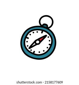 icono del doodle de brújula, ilustración del vector
