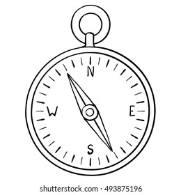 Compass. Doodle. Vector illustration isolated on white background