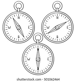 Compass. Doodle. Vector illustration isolated on white background