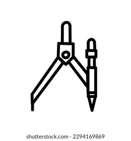 Compass for drawing circles on white background