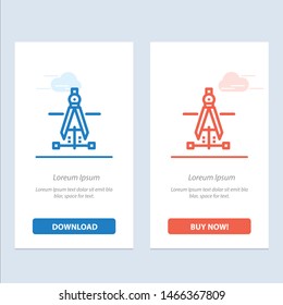 Compass, Drawing, Education, Engineering  Blue and Red Download and Buy Now web Widget Card Template. Vector Icon Template background