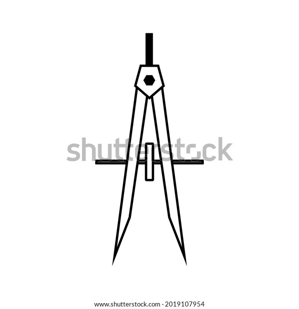 compass\
drawing on white background, vector\
illustration