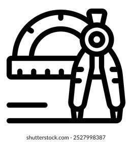 Compass is drawing a perfect circle near a protractor lying on a table